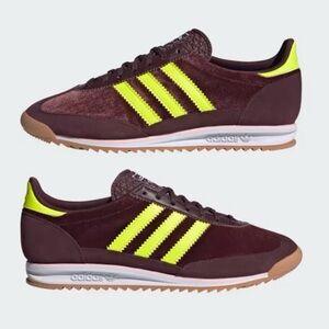 Adidas Maroon and Neon Yellow Trainers NIB